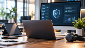 Cybersecurity Workspace with Shield Dashboard